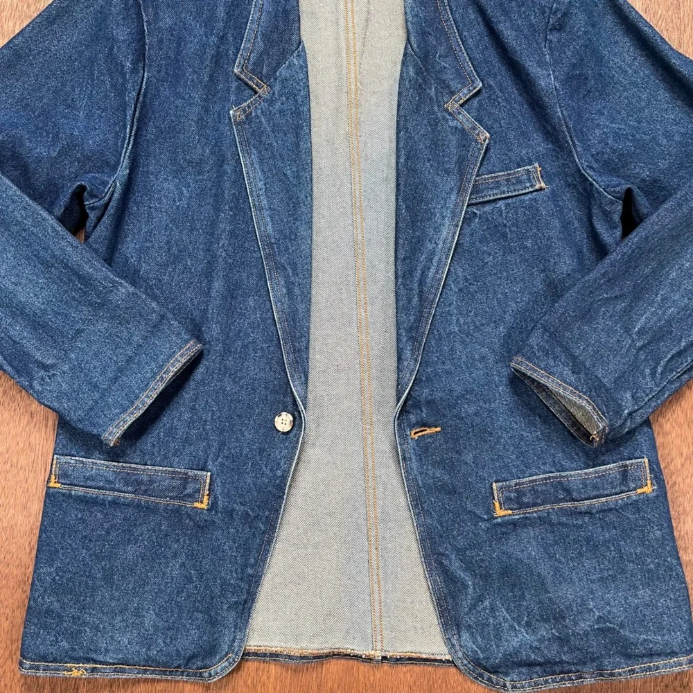 Vivaldi Jeanswear Vintage Denim Blazer Jacket Medium Wash Made in USA Small - Picture 5 of 12